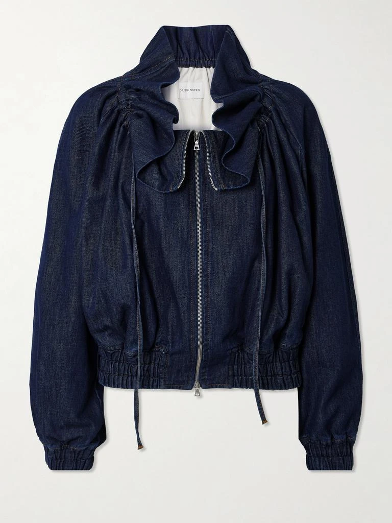 Dries Van Noten Ruffled Gathered Denim Jacket