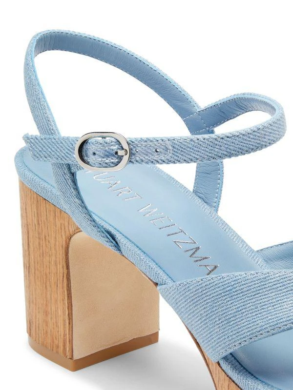 Stuart Weitzman Carmen 75MM Strappy Denim Sandals 5