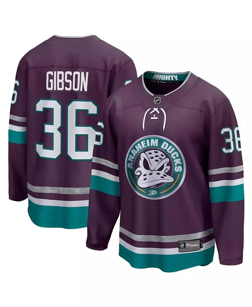 Fanatics Men's John Gibson Purple Anaheim Ducks 30th Anniversary Premier Breakaway Jersey 1
