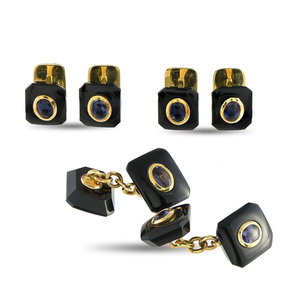 LINKS OF LONDON 18K Yellow Gold Onyx and Iolite Tuxedo Set LL15-082025