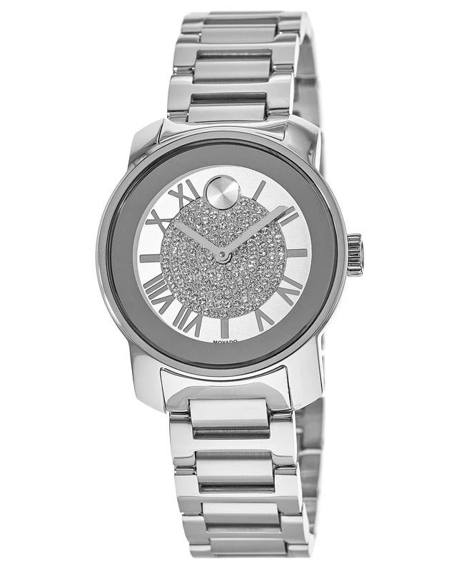 Movado Movado Bold 32mm Silver Pavé Crystal Dial Steel Women's Watch 3600254-PO 1