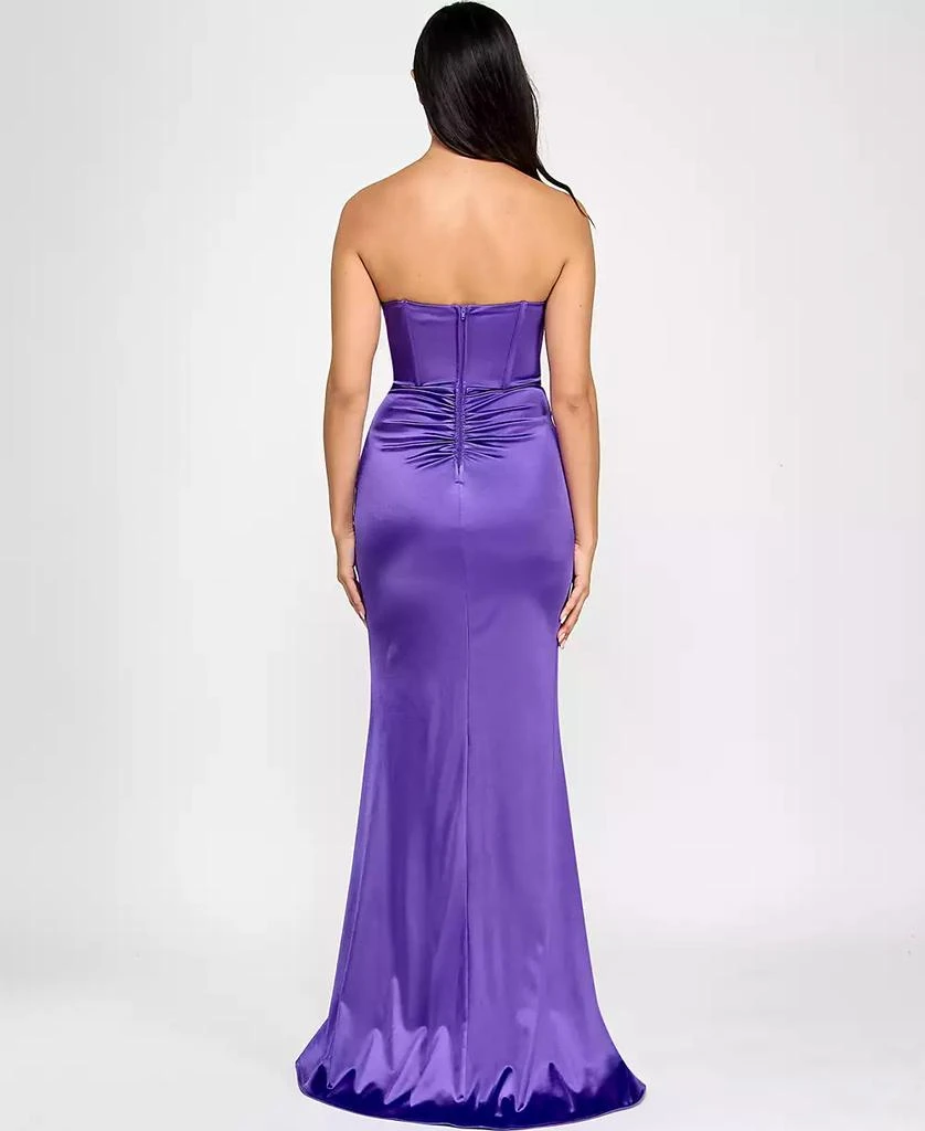 Emerald Sundae Juniors' Strapless Crisscross Corset Gown 2