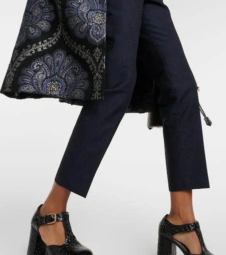 ETRO Printed cotton-blend jacquard slim pants 5