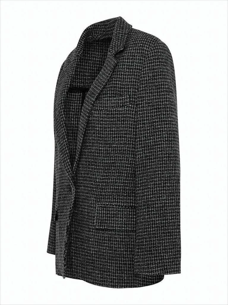 Isabel Marant Textured Grey Blazer with Notched Lapel and Subtle Check Pattern 3
