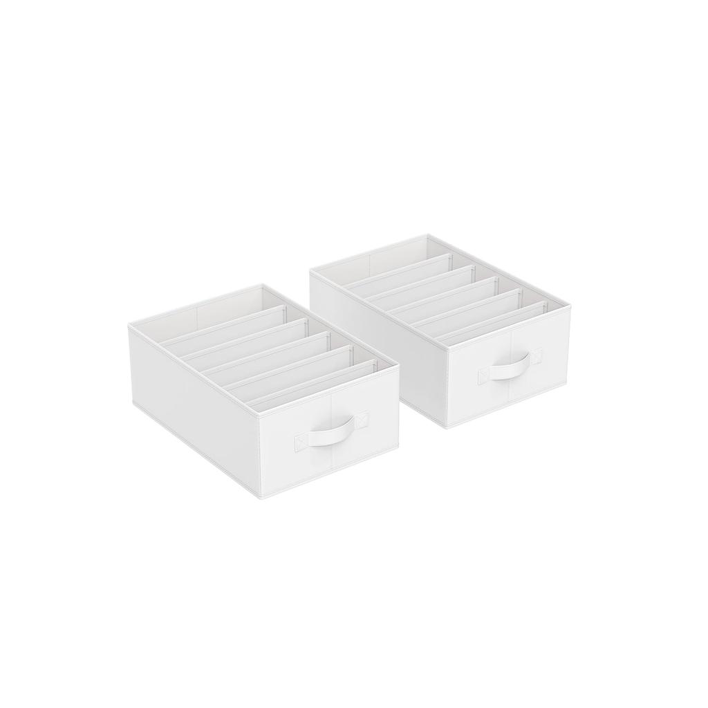 BreeBe Set of 2 Wardrobe Clothes Organizer with 6 Grids Classic White