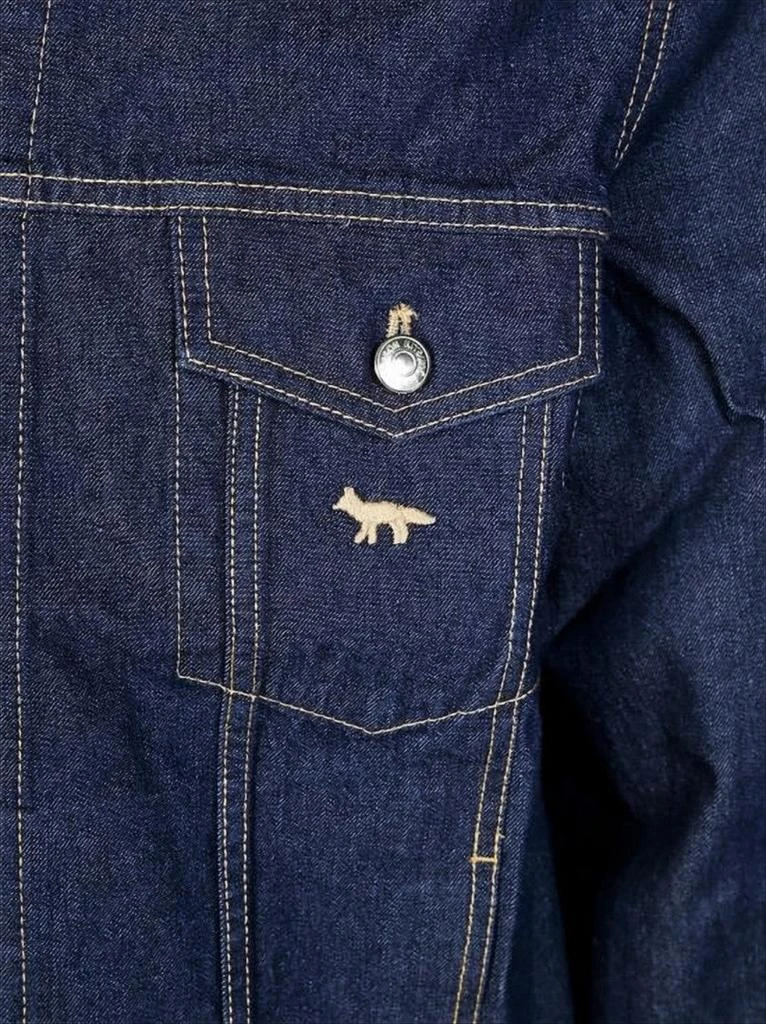 Maison Kitsune Structured Blue Denim Jacket With Flap Pockets And Embroidered Logo 3