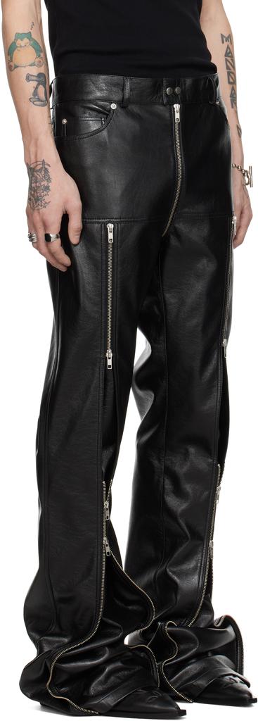 LU'U DAN Black Zipped Riot 5-Pocket Faux-Leather Pants