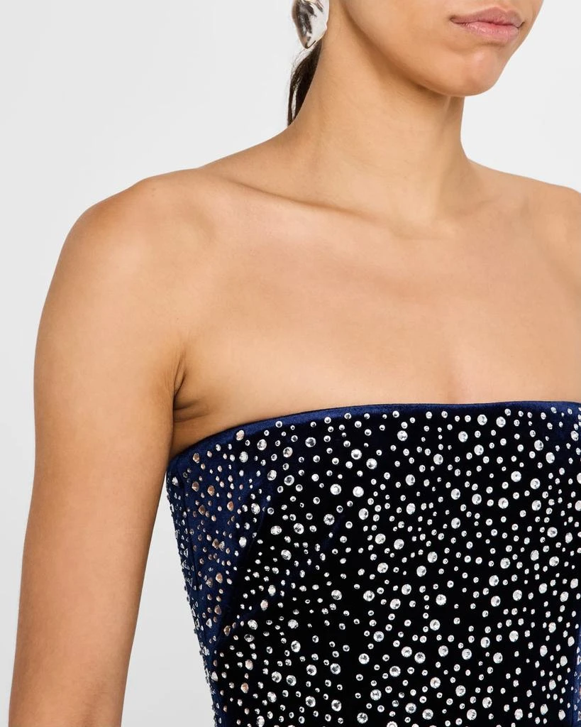 Alex Perry Strapless Crystal Velvet Midi Dress 5