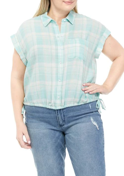 TRUE CRAFT Craft Plus Size Short Sleeve Side Tie Camp Shirt 1