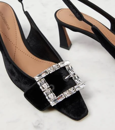 Dolce 
Gabbana Embellished velvet slingback pumps 5
