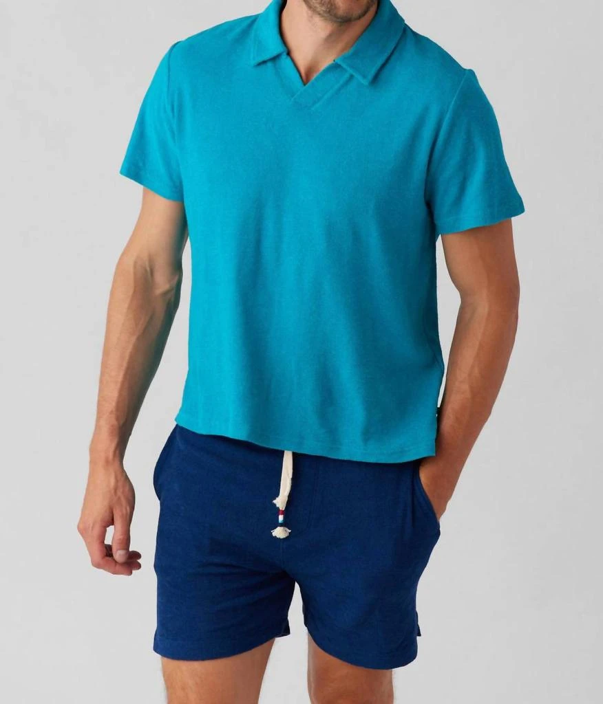 Sol Angeles Loop Terry Short Sleeve Polo In Baltic 1