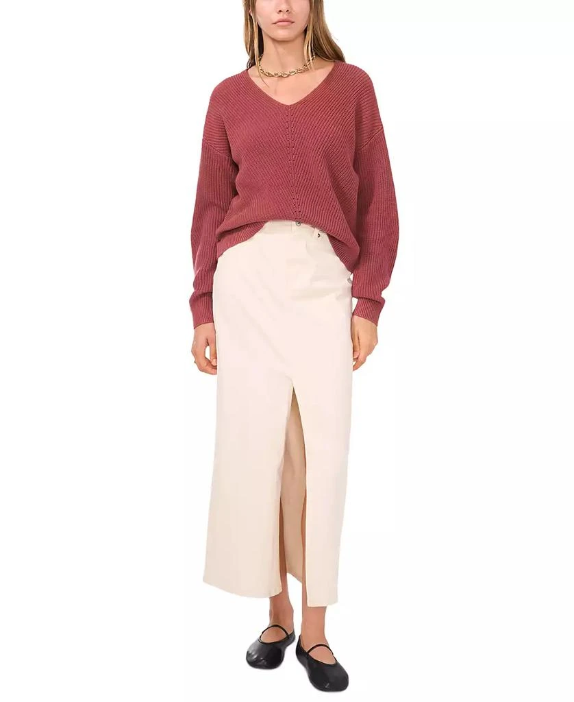 1. State Women's V-Neck Diagonal-Stitch Long-Sleeve Sweater 3