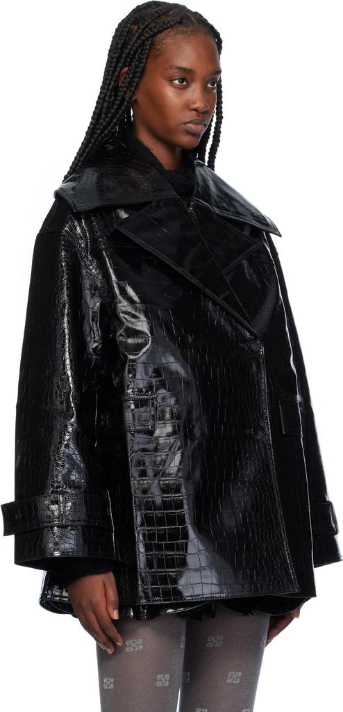 Ganni Black Future Coated Faux-Leather Blazer 2