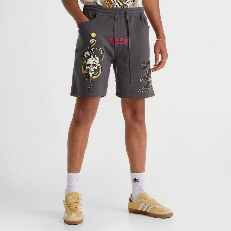 Ed Hardy Men's Ed Hardy Panther Skull Fleece Shorts 3