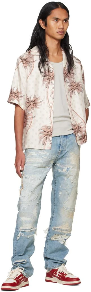 AMIRI Blue Repaired Straight Jeans 4