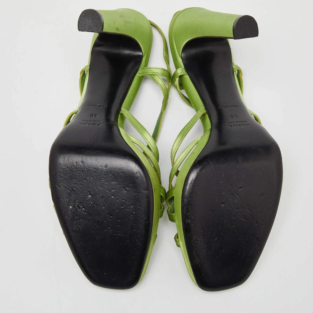 Prada Prada Green Satin Strappy Open Toe Platform Slingback Sandals Size 40 6