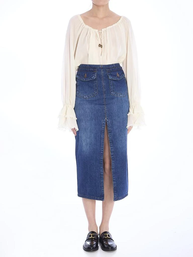 Chloé Denim Midi Skirt 5