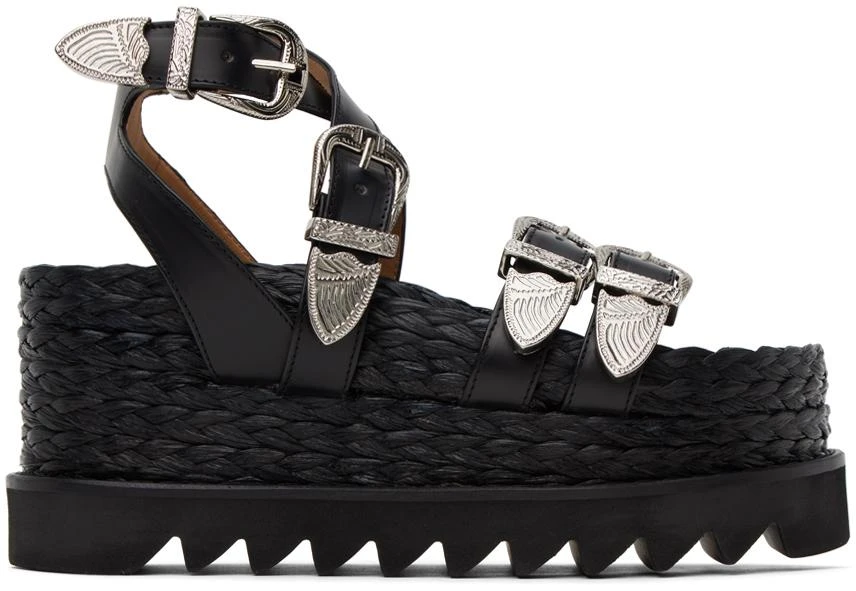 Toga Pulla Black Pin-Buckle Platform Sandals 1