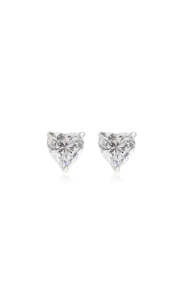 Anabela Chan Anabela Chan - Midi 18K White Gold Diamond Heart Earrings - White - OS - Moda Operandi - Gifts For Her 1