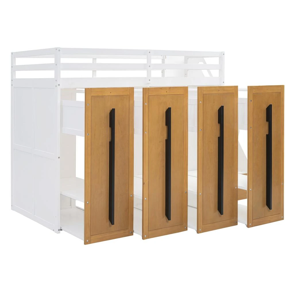 Streamdale Furniture Streamdale Modern Loft Bed with Two-Tone Storage Stairs and Pull-Out Wardrobes 4