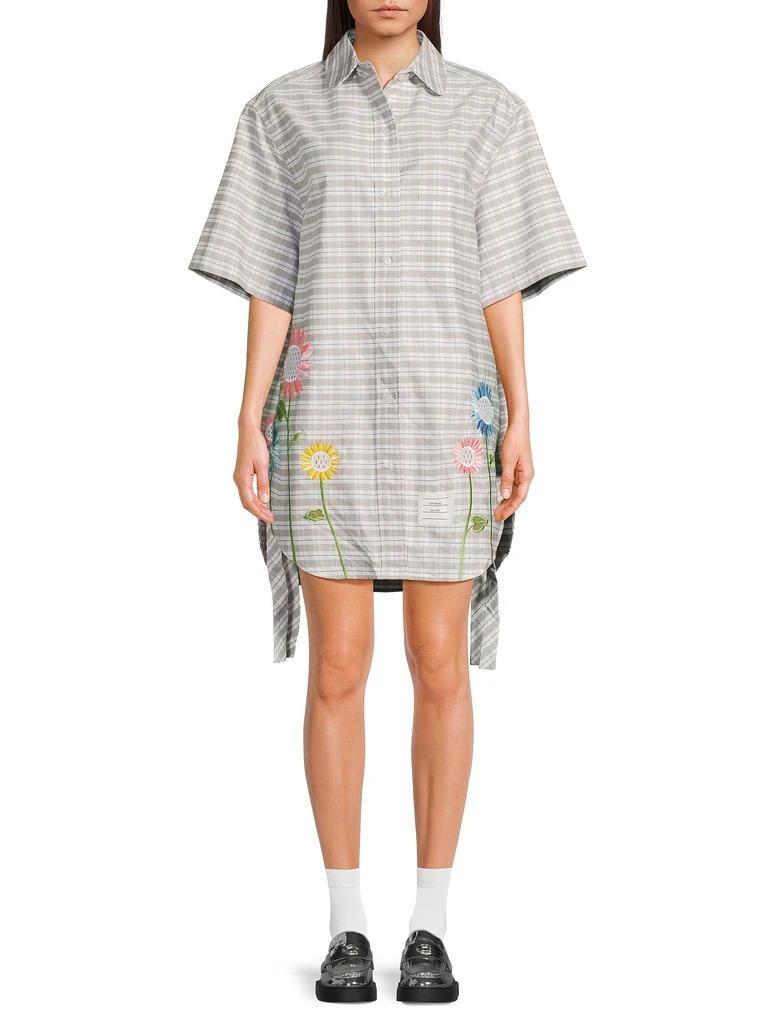 Thom Browne Plaid Embroidered Mini Shirtdress 1