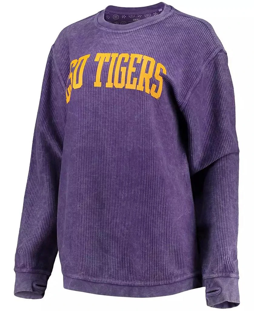 Pressbox Women's Purple LSU Tigers Comfy Cord Vintage-Like Wash Basic Arch Pullover Sweatshirt 3