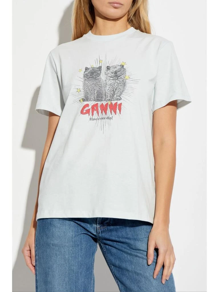 Ganni KITTENS PRINT COTTON T-SHIRT 2
