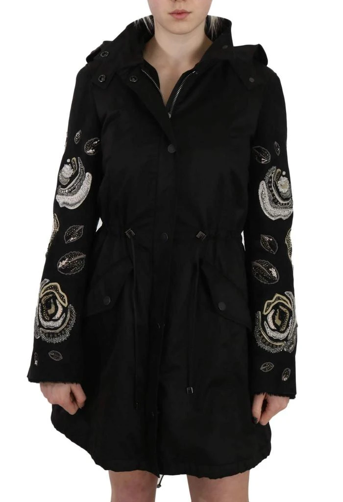 John Richmond John Richmond Floral Sequined Beaded Hooded Jacket Coat 1