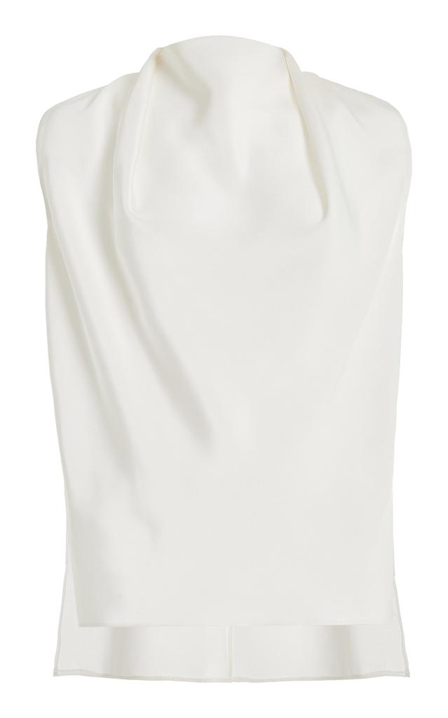 Adam Lippes Adam Lippes - Blythe Draped Silk-Crepe Top - Ivory - US 12 - Moda Operandi