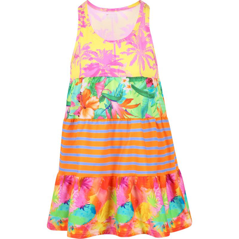 BANANA MOON Tropical flowers colorful stripes beach dress