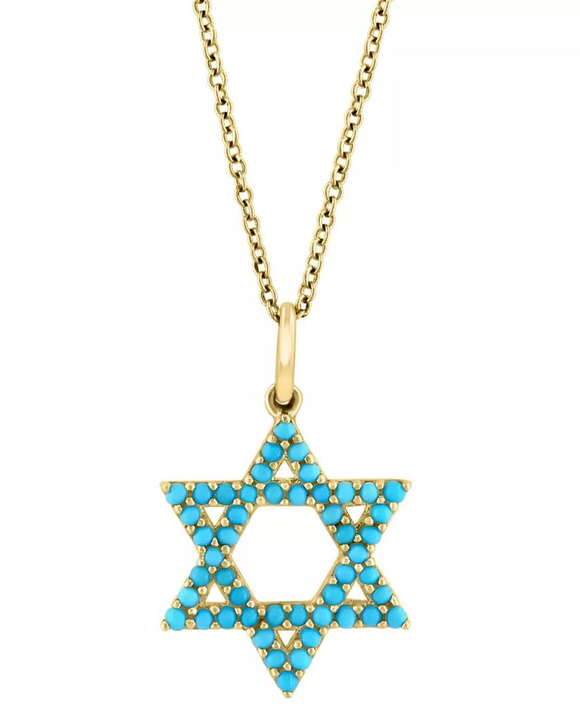 Effy EFFY® Turquoise Star Of David Pendant Necklace in 14k Yellow Gold, 18" + 1" extender 1