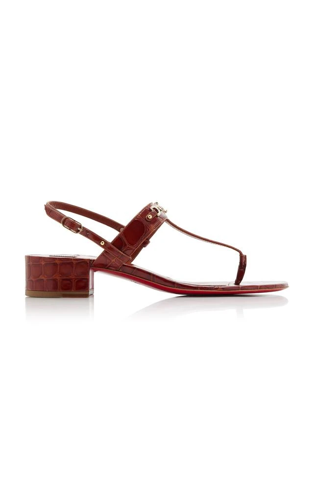 Christian Louboutin Christian Louboutin - MJ Thong 25mm Croc-Embossed Leather Sandals - Brown - IT 37 - Moda Operandi 1