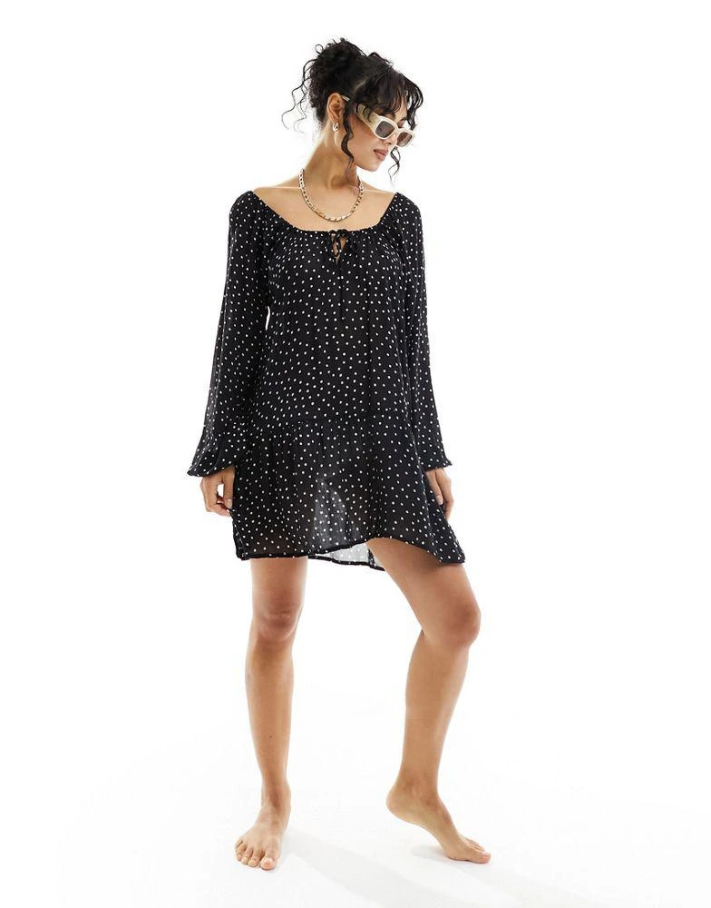 Billabong Billabong Lucky You throwover beach dress in polka dot 4