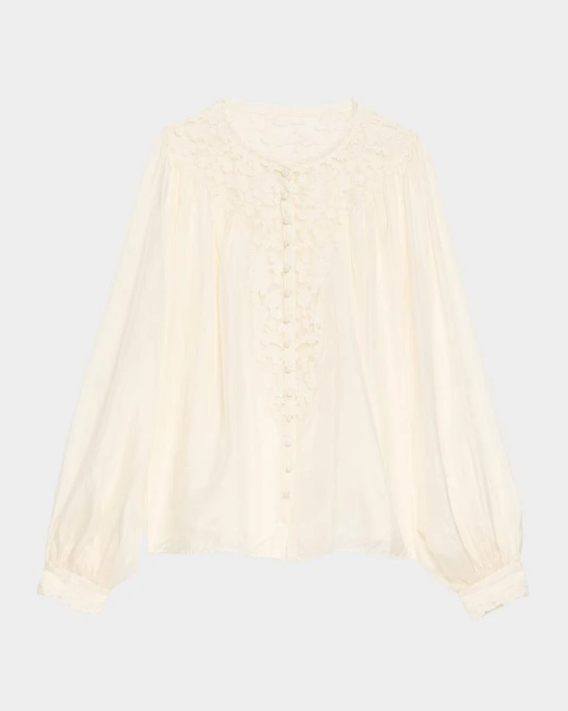 LOVESHACKFANCY Carine Silk Lace Blouse