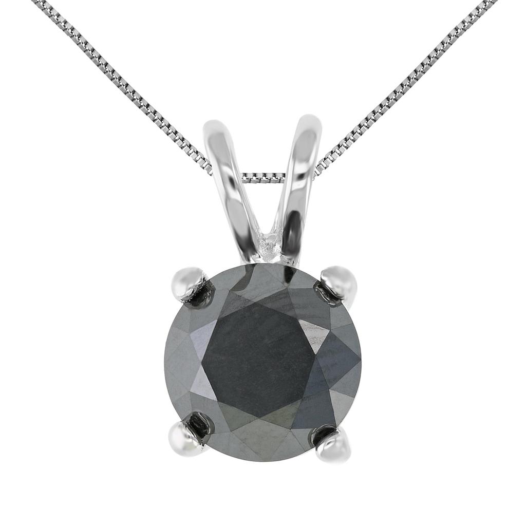 Vir Jewels 4.50 cttw Black Diamond Solitaire Pendant .925 Sterling Silver Round with Chain
