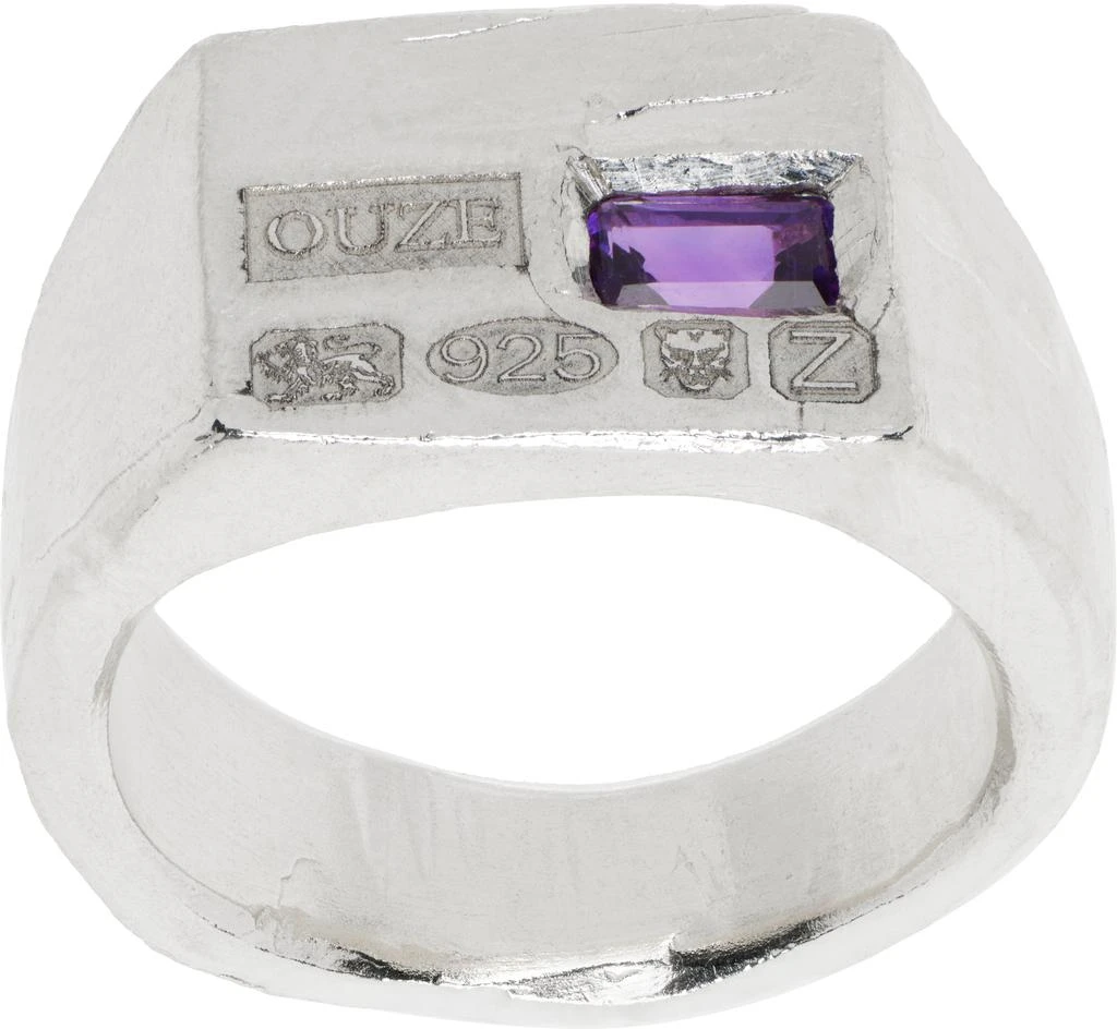 The Ouze SSENSE Exclusive Silver & Purple Hallmark Signet Ring 1