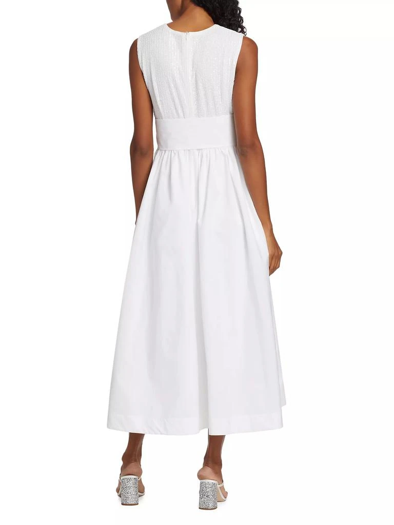 LDT Mixed Media V- Neck Midi-Dress 5