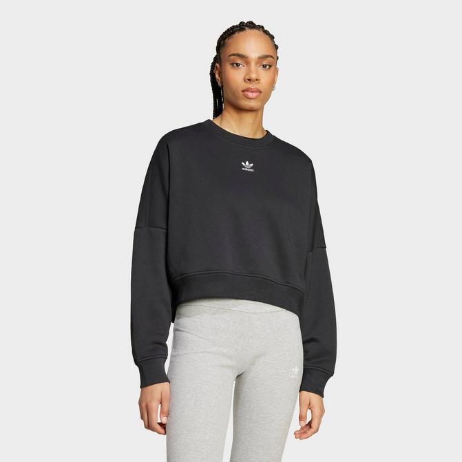 【adidas】 Premium Essential Retro Washed Crew Sweatshirt adidas Trefoil Essentials Crew Sweatshirt - Black | Free