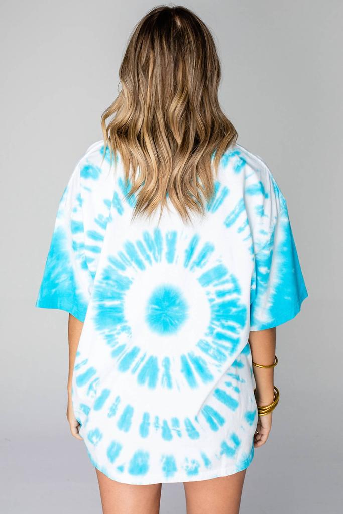 Buddylove Cloud Tie-Dye Oversized Graphic Tee In Blue