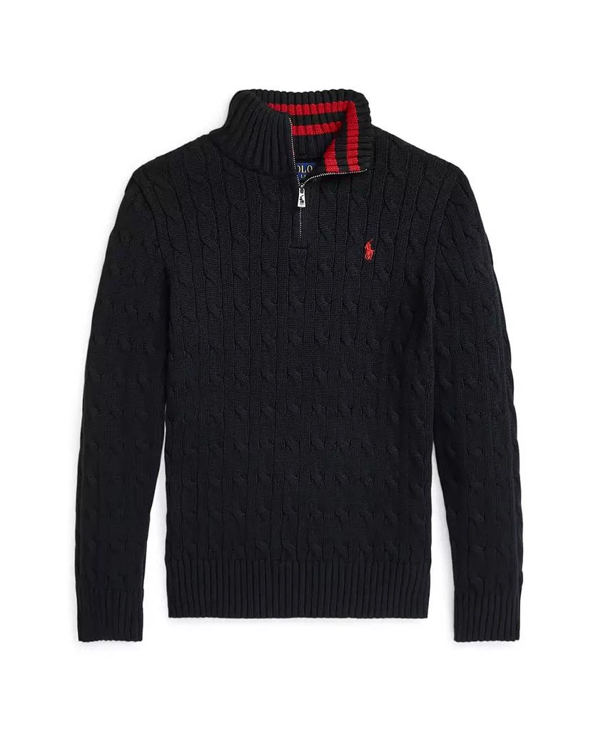 Ralph Lauren Big Boys Cable-Knit Cotton Quarter-Zip Sweater