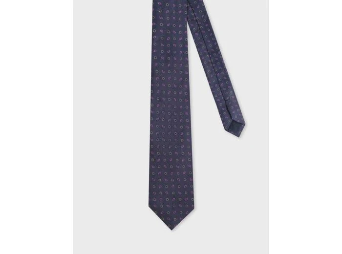 Figaret Cravate en soie à motifs marine