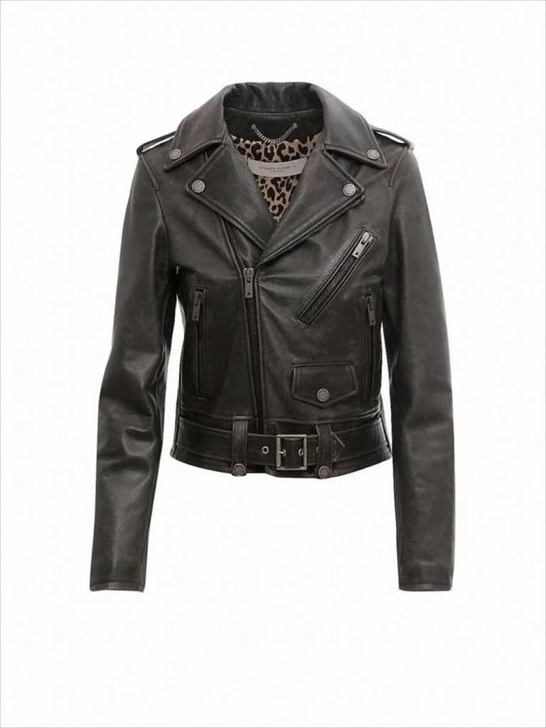 Golden Goose Cropped Black Biker Jacket with Zipper