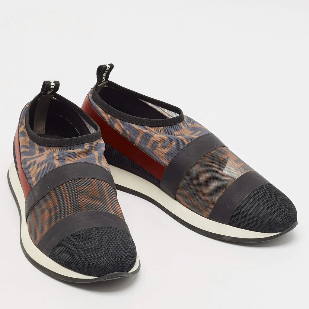 Fendi Fendi Multicolor Zucca Mesh And Leather Colibri Slip On Sneakers Size 39 4