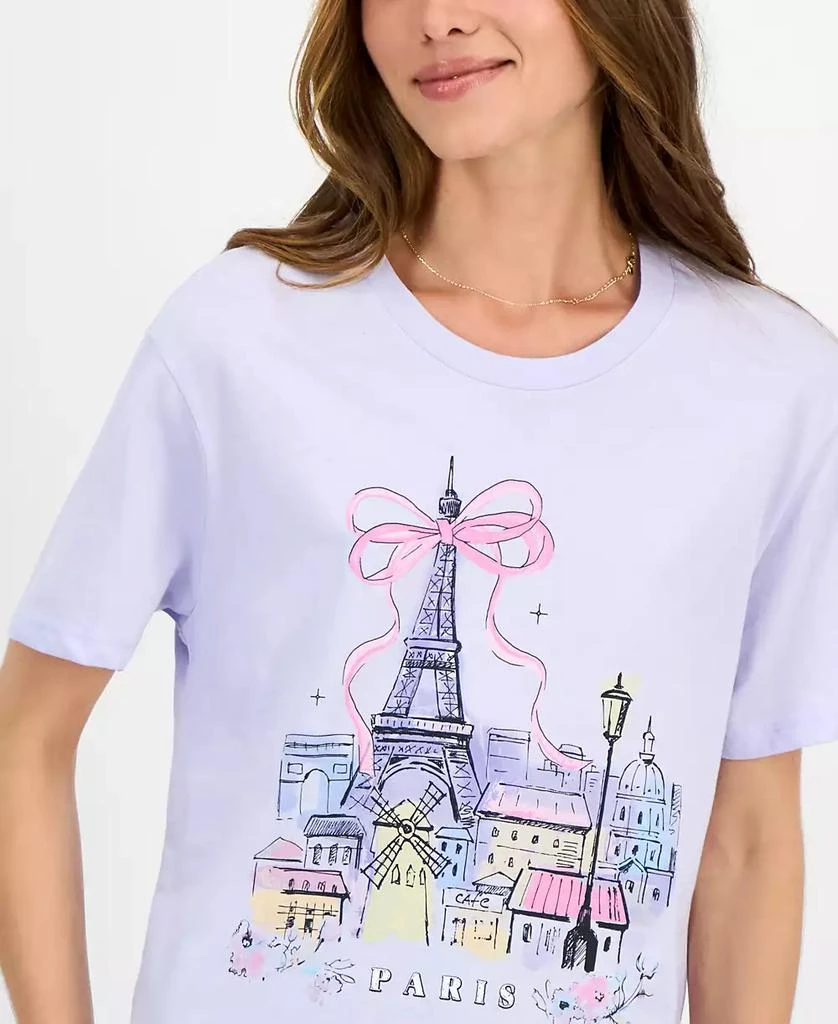 Rebellious One Juniors' Paris Bow Graphic T-Shirt 3