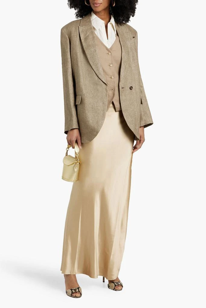 Brunello Cucinelli Bead-embellished metallic linen-blend twill blazer 2