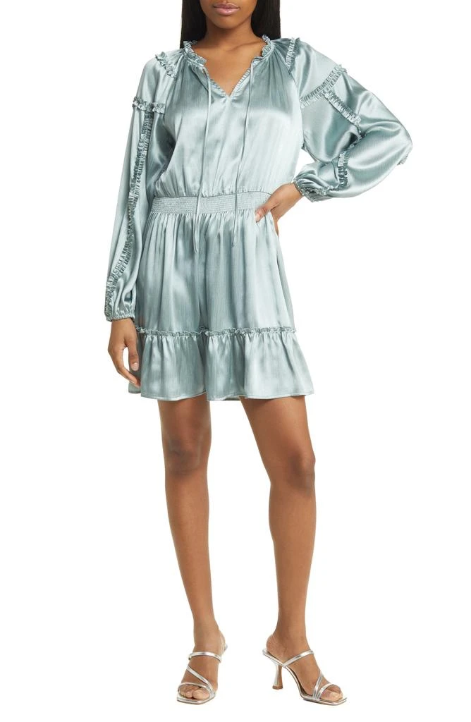 ALL IN FAVOR Ruffle Long Sleeve Satin Minidress 1