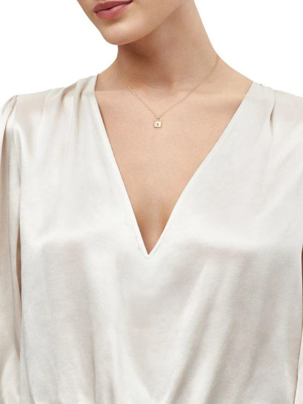 Saks Fifth Avenue 14K Yellow Gold Padlock Pendant Chain Necklace 4