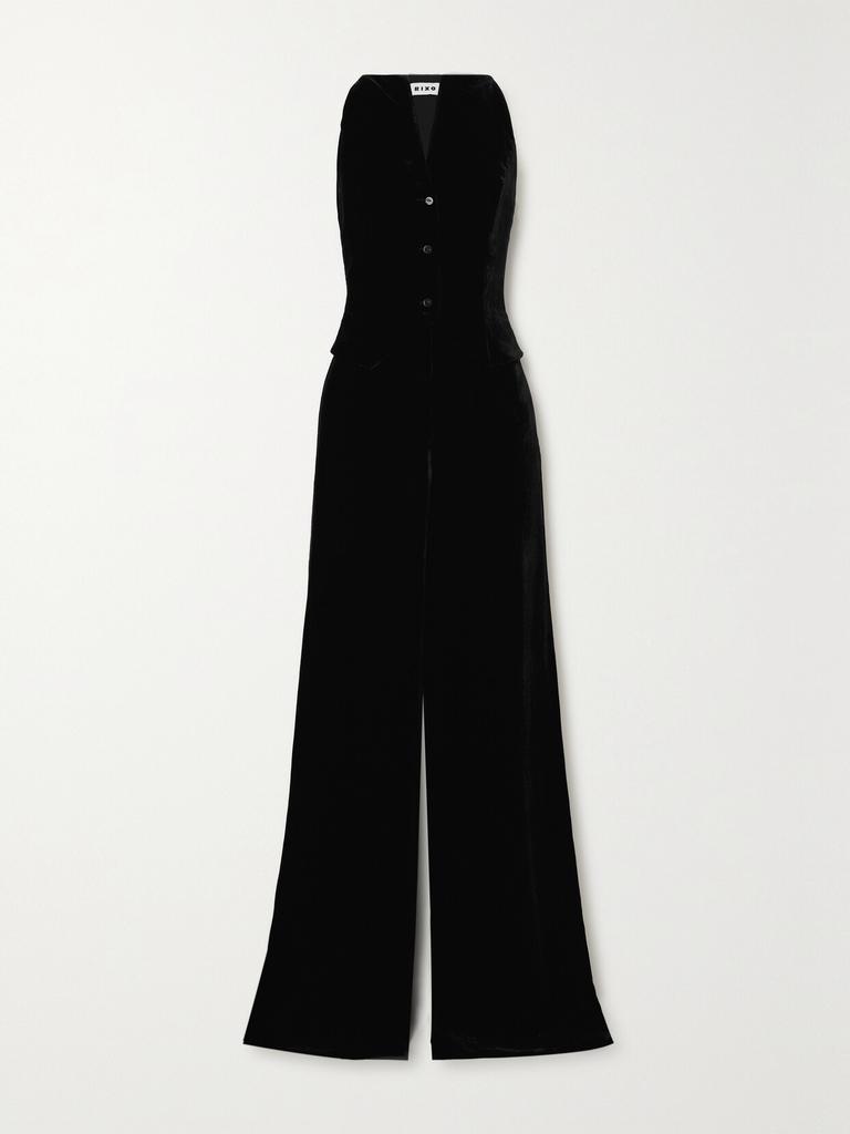 【在庫限り】 Illeana Collection Lauren Ralph 双色珠地布和天鹅绒挂脖连体裤 BeyondStyle - Shipping Free - Skirts  & Dresses - US-4 黑色 US2 - その他