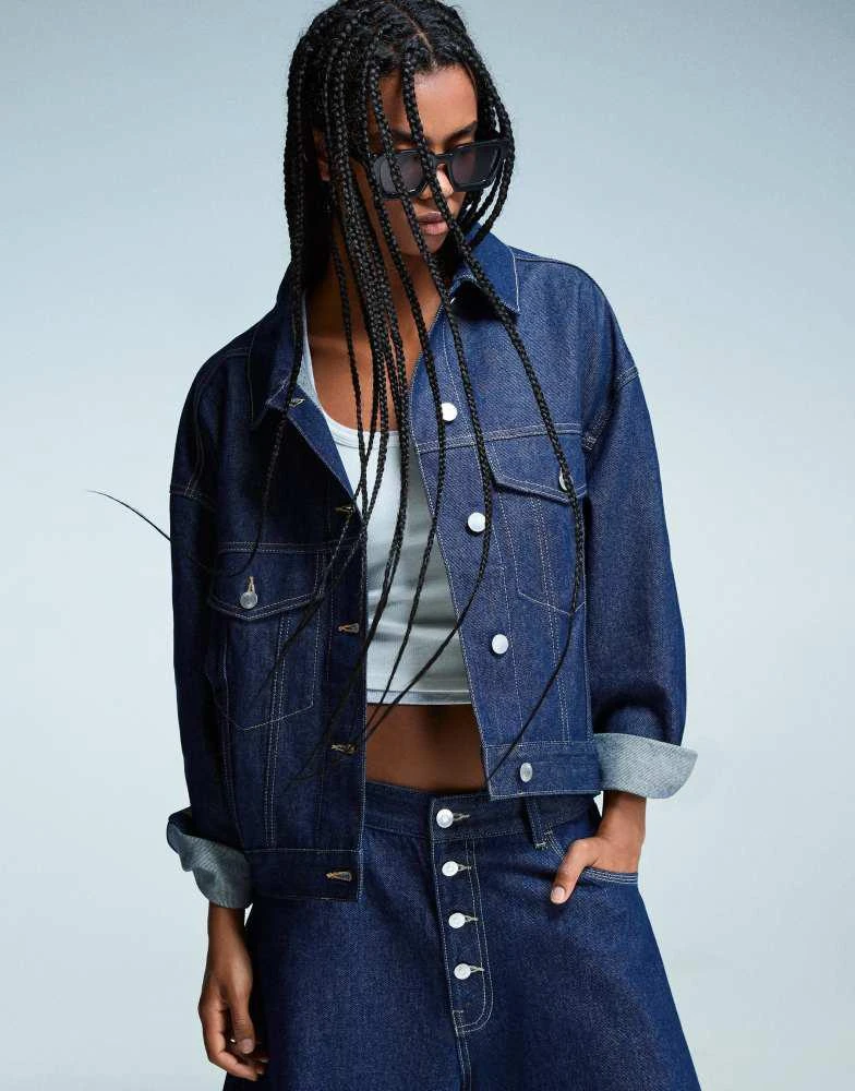 Bershka Bershka Oversize denim jacket in blue 1