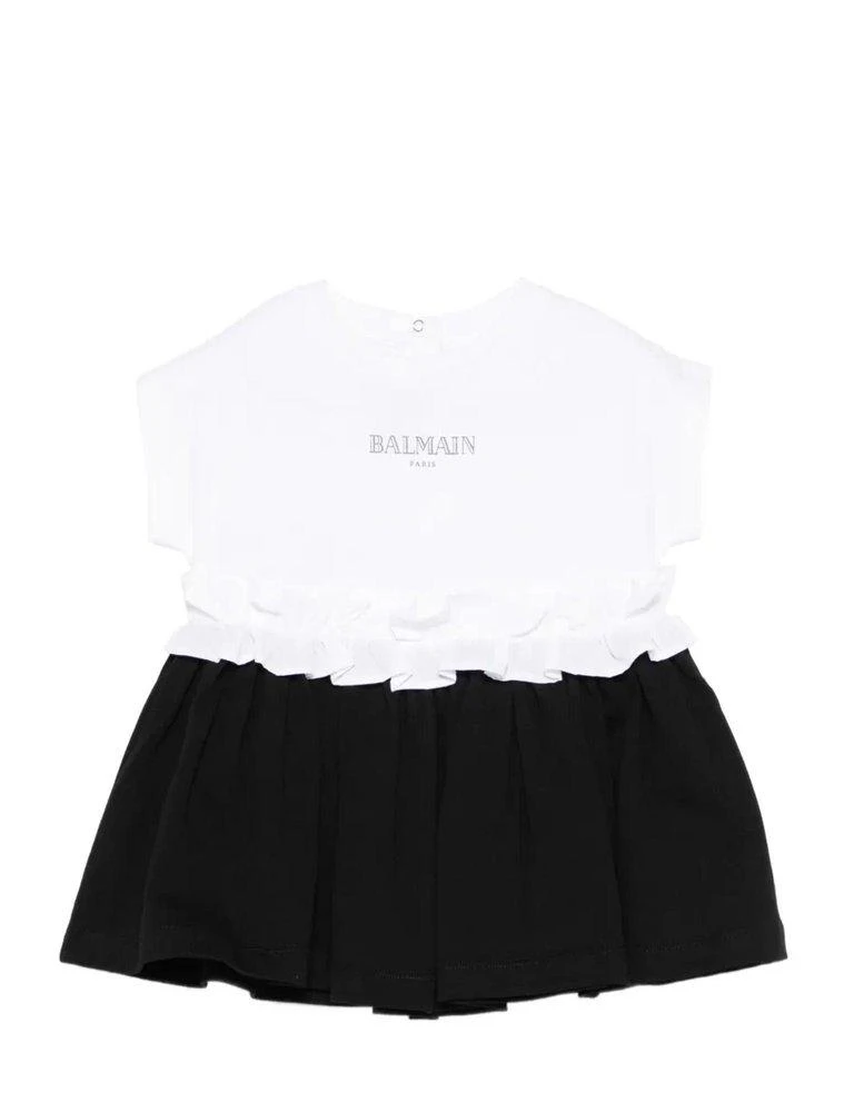 Balmain Balmain Kids Ruffled Crewneck Dress